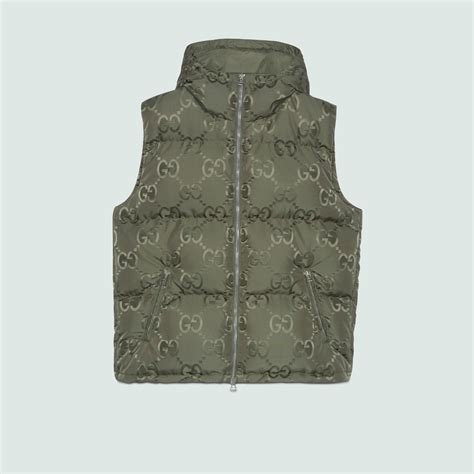 vest gucci groen|Jumbo GG canvas down vest in green .